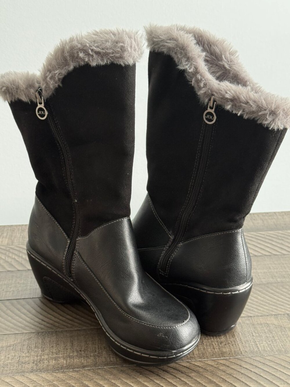 JBU by Jambu "Camille" Faux Fur Lined Side Zip Wedge Mid-Calf Boots Wm Size 7M - Picture 6 of 11